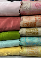 44" banaras silk and crepe
