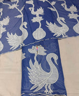 Mul Chanderi aplic work embroidery