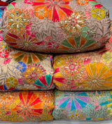 Pure crepe 4 sequence Position print Cutdana handwork embroidery 44 inches