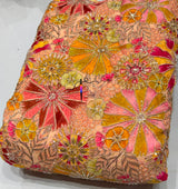 Pure crepe 4 sequence Position print Cutdana handwork embroidery 44 inches