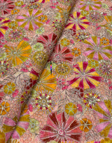 Pure crepe 4 sequence Position print Cutdana handwork embroidery 44 inches