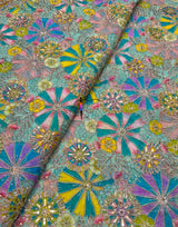 Pure crepe 4 sequence Position print Cutdana handwork embroidery 44 inches
