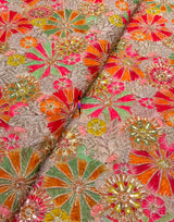 Pure crepe 4 sequence Position print Cutdana handwork embroidery 44 inches