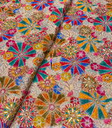 Pure crepe 4 sequence Position print Cutdana handwork embroidery 44 inches