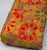 Pure crepe 4 sequence Position print Cutdana handwork embroidery 44 inches
