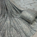 Pure Georgette Heavy Embroideries & Blouse Heavy Embroideries Pure Georgette & Dupatta Pure Chinon Combinations