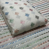 Pure Cotton Booti Pure Foil Embroideries and Pure Cotton Stripes Foil Embroideries Combinations