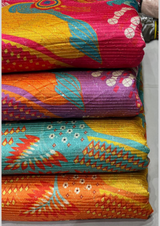 44" embroided silk prints