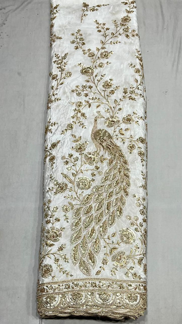 Heavy peacock sequence embroidery