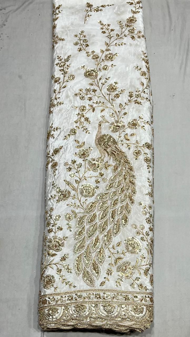 Heavy peacock sequence embroidery