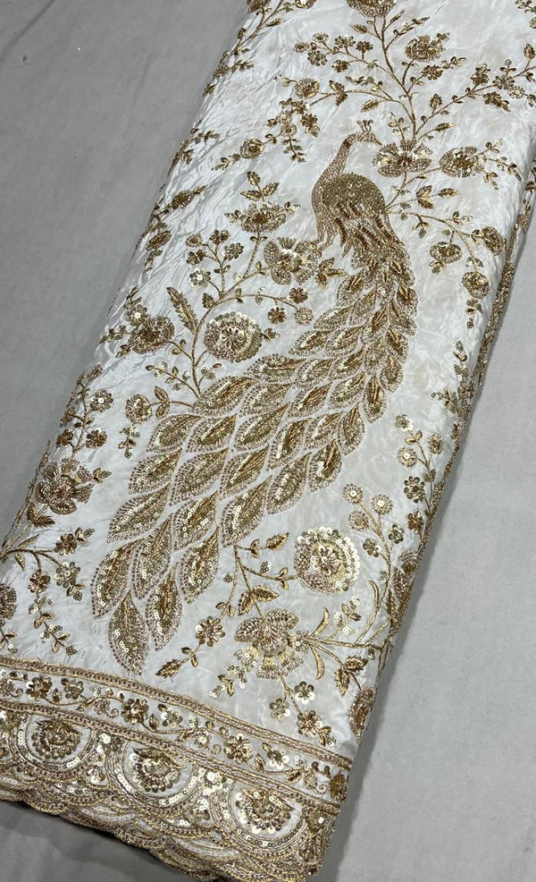 Heavy peacock sequence embroidery