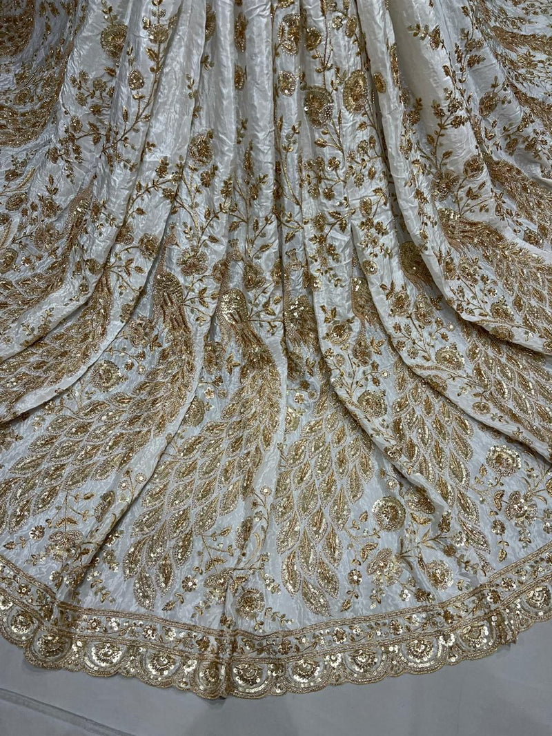 Heavy peacock sequence embroidery