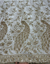 Heavy peacock sequence embroidery