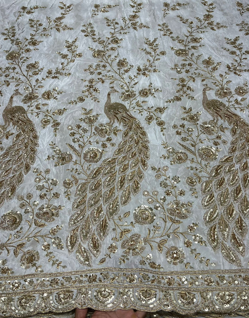 Heavy peacock sequence embroidery