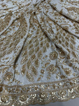 Heavy peacock sequence embroidery