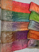 4d ombre lehnga with real mirror coading boundary embroidery