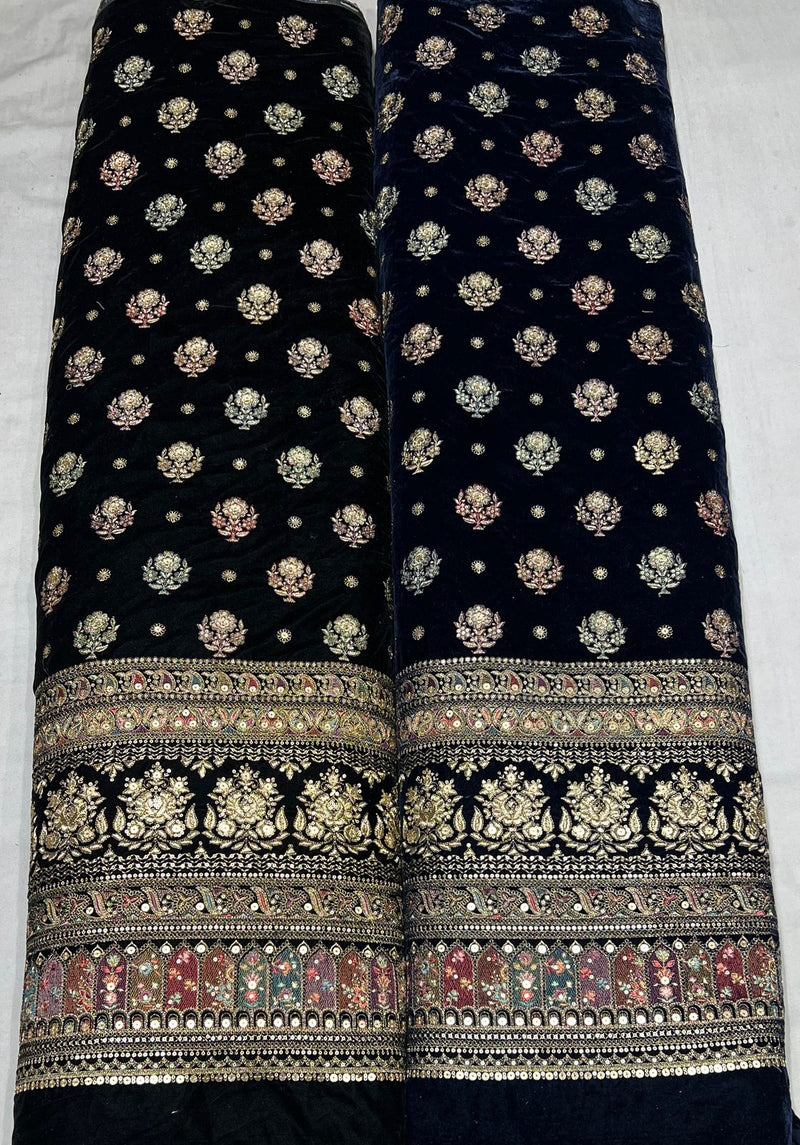 Kashmiri velvet multi embroidery