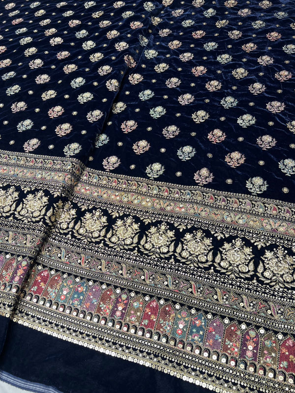 Kashmiri velvet multi embroidery