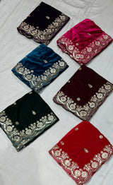 Velvet embroidery dupatta
