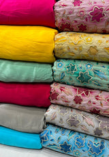Cutwork with nett embrioderies + Pure crepe 44”