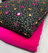Georgett 44” embrioderies + Pure crepe color 44"