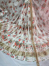 Satin Georgette Digital Print Embroidery