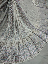 Pure Georgette 54 inches and Net 44 inches Embroidery Combinations