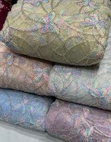 Multi thread embroidery fabric