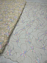 Multi thread embroidery fabric