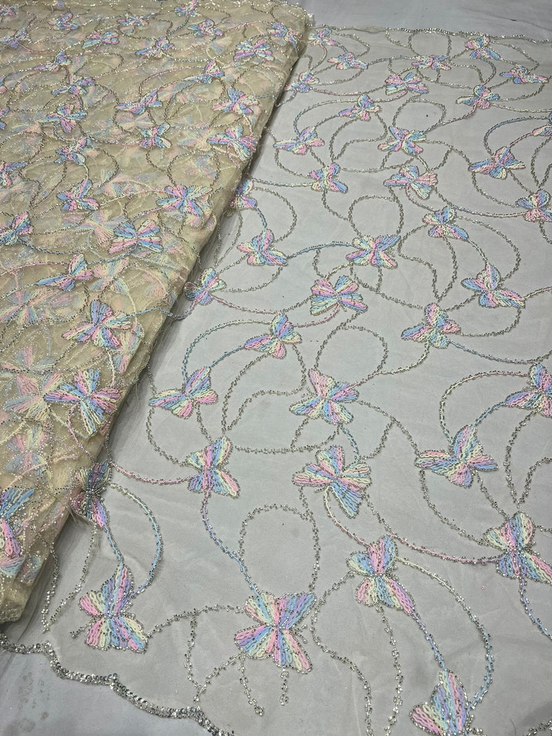 Multi thread embroidery fabric