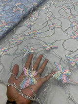 Multi thread embroidery fabric