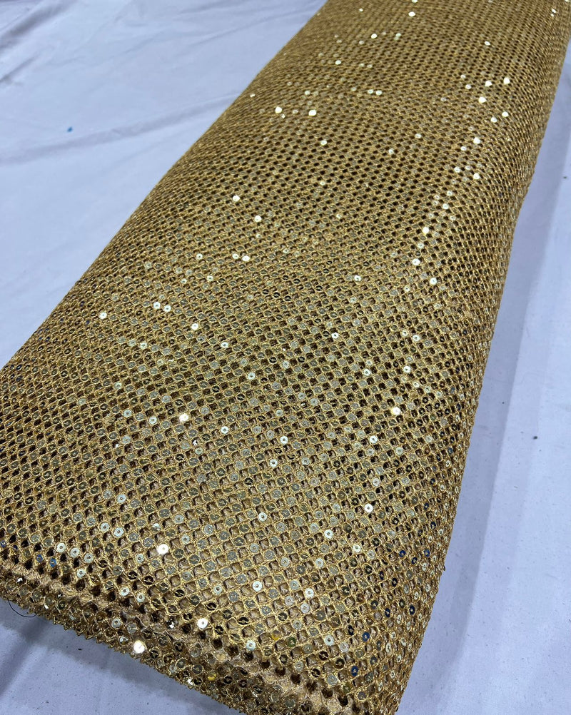 Gold sequin embroidered fabric