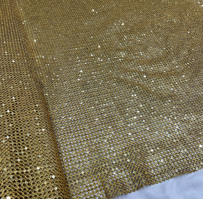 Gold sequin embroidered fabric