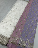 Multi Base Georgette Mirror Embroidery