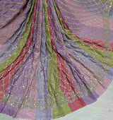 Multi Base Georgette Mirror Embroidery