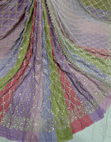 Multi Base Georgette Mirror Embroidery