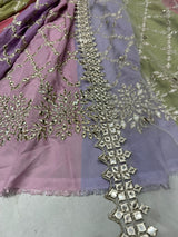 Multi Base Georgette Mirror Embroidery