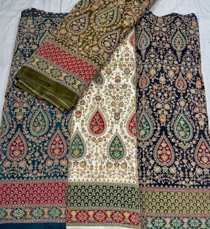 crepe Multi coding embroidery