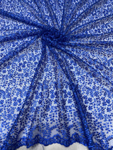 Net thread+embelished sequence embroidery