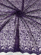 Net thread+embelished sequence embroidery