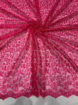 Net thread+embelished sequence embroidery