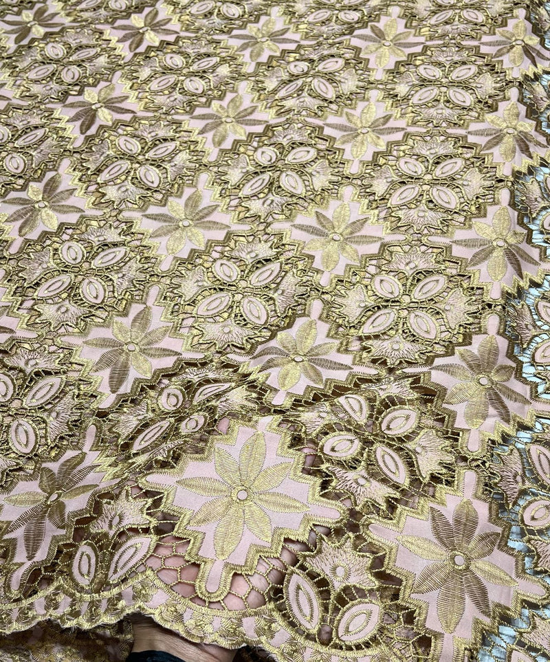 Gold zari cutwork
