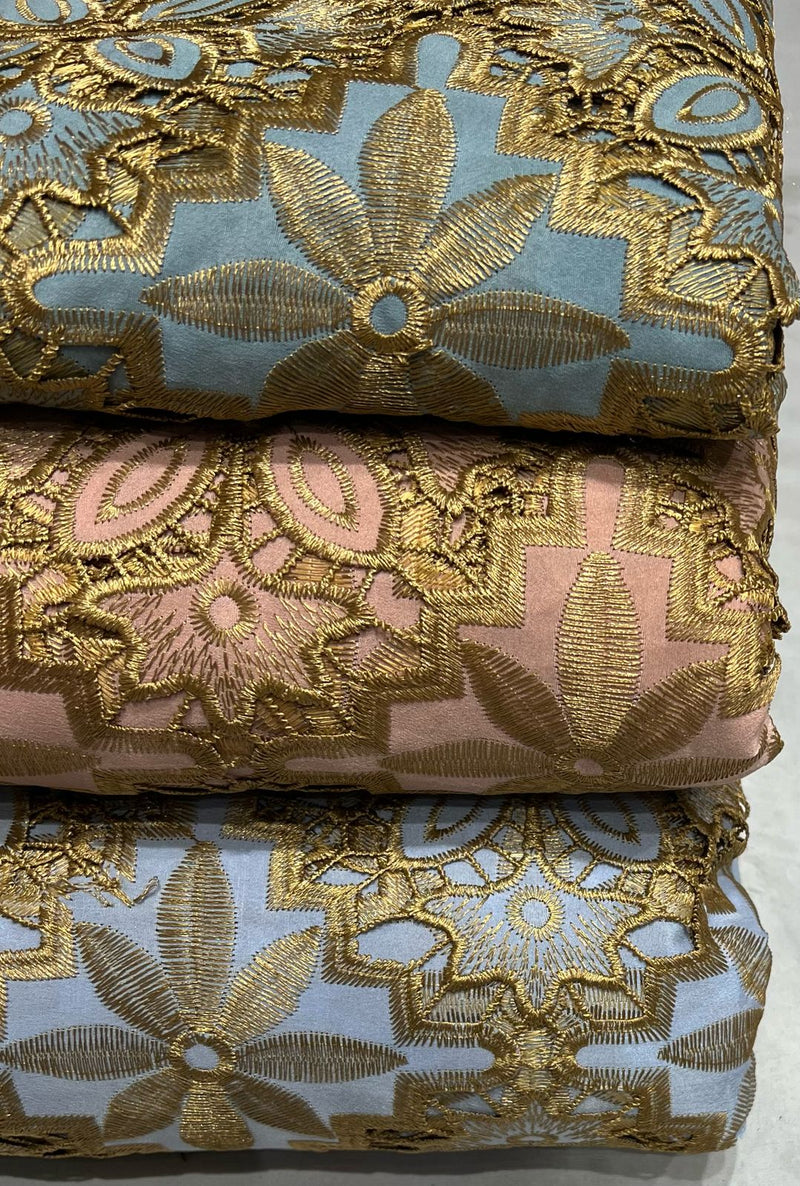 Gold zari cutwork