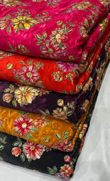 Pure crepe Position print embroidery