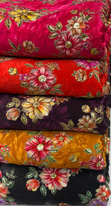 Pure crepe Position print embroidery