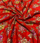 Pure crepe Position print embroidery