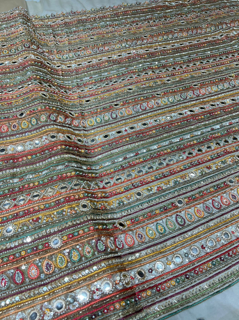 sequence cutdana  With real mirror embroidery