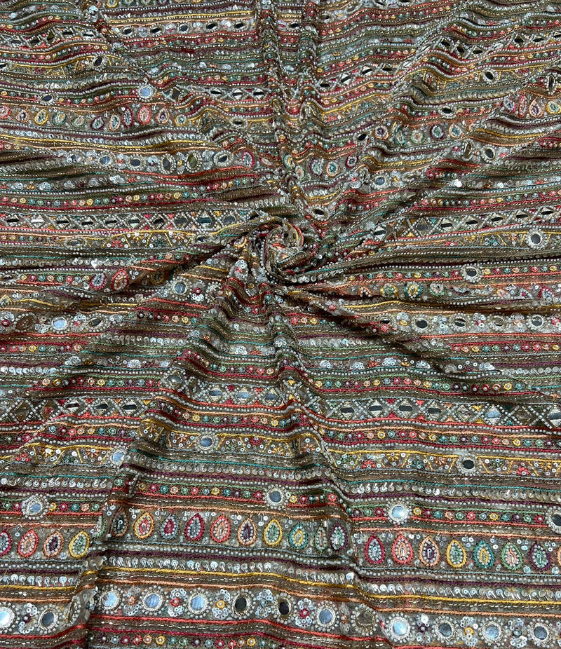 sequence cutdana  With real mirror embroidery