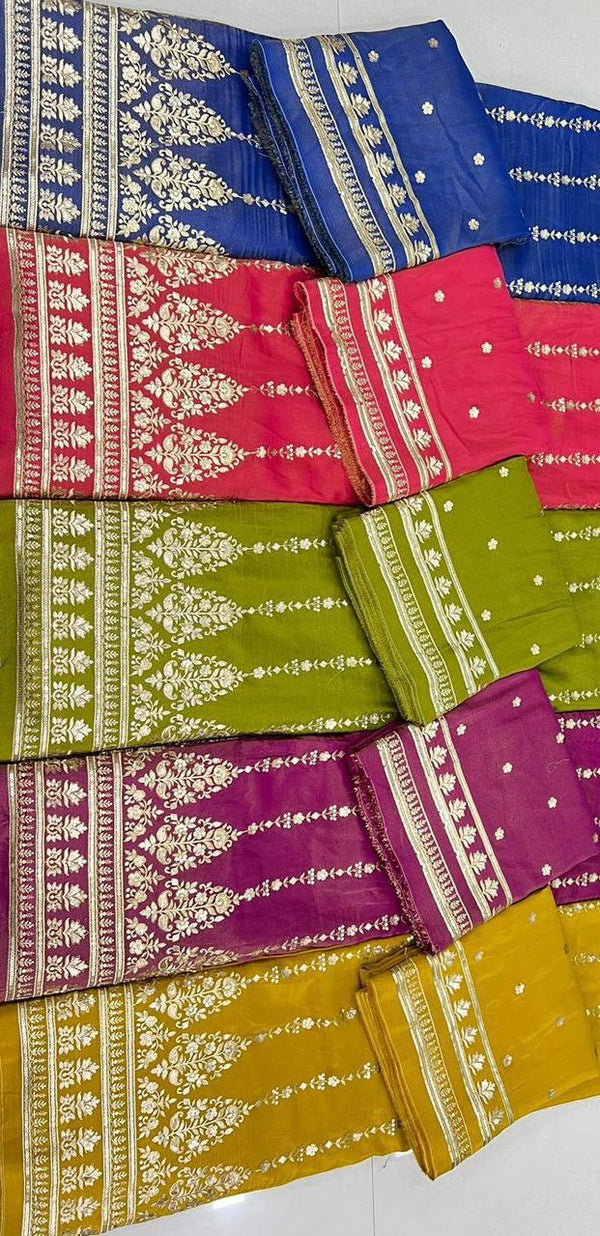 Tissue dupatta embroidery
