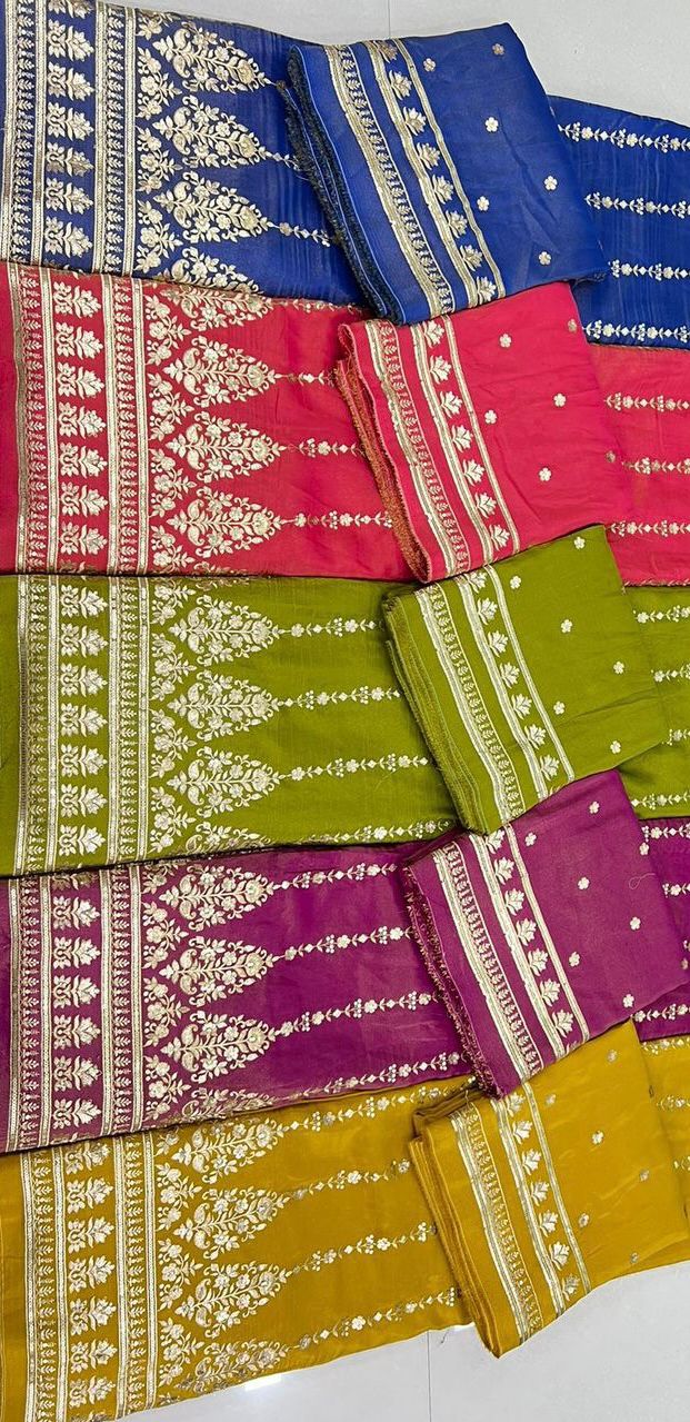 Tissue dupatta embroidery